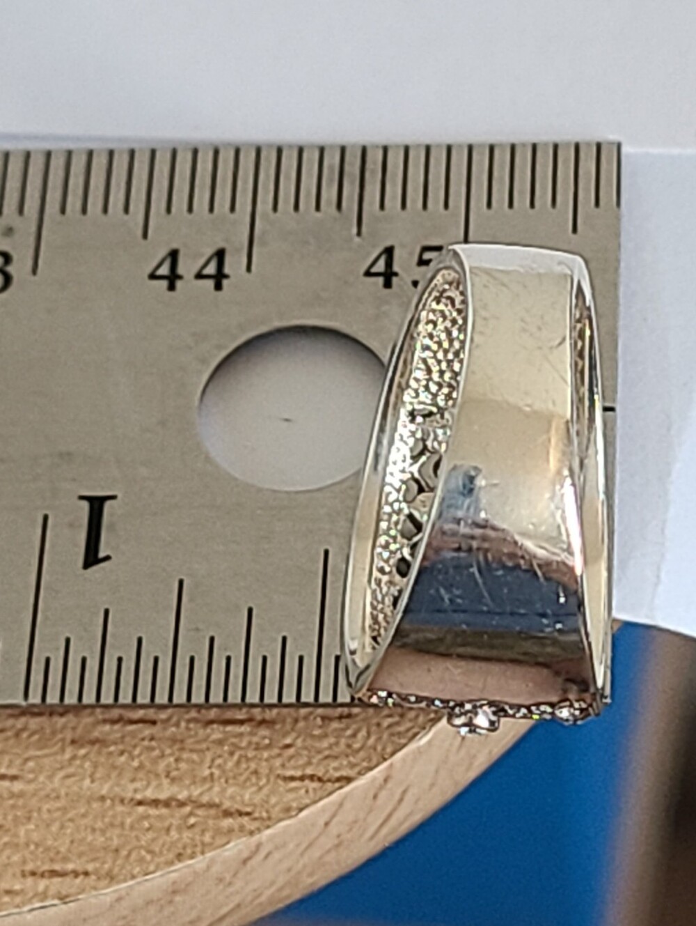 Elegant Sterling Silver CZ Rhinestone Crystal Filigree Chunky Wide Band Ring 6 - Picture 15 of 15